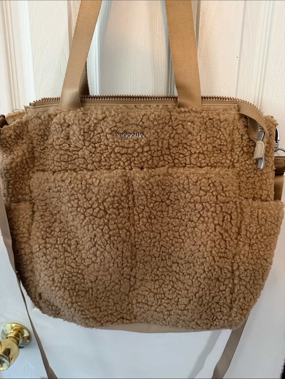 Baggallini Brown Sherpa Tote with Dual Handles